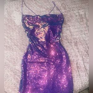 Purple sequence homecoming dress